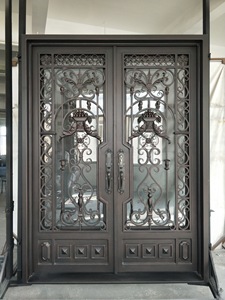 Portes de sécurité modernes en <span class=keywords><strong>fer</strong></span> <span class=keywords><strong>forgé</strong></span> (anciennes) Double portes d'entrée extérieures Porte d'entrée - Product Image 5