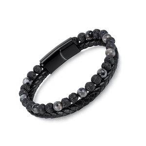 Nouveau <span class=keywords><strong>bracelet</strong></span> tendance en cuir véritable multi-couches avec perles œil <span class=keywords><strong>de</strong></span> <span class=keywords><strong>tigre</strong></span> tissées à la main et fermoir magnétique en <span class=keywords><strong>pierre</strong></span> <span class=keywords><strong>de</strong></span> <span class=keywords><strong>lave</strong></span> pour <span class=keywords><strong>homme</strong></span> - Product Image 1