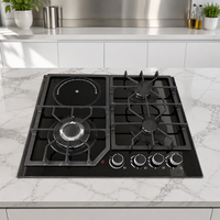 Cuisinière à gaz encastrable 4 brûleurs avec plaque en verre trempé, allumage électronique, compatible GPL/GN, 60 cm – Vente en gros usine