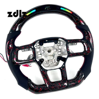 Volant en carbone forgé rouge en forme de D avec LED et cuir perforé noir pour Ford Mustang S650 GT Dark Horse 2024 2025 2026
