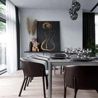 Peinture à l'huile abstraite de luxe, femme dos nu, texture or noir, art mural pour la maison