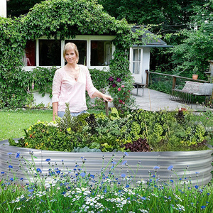 Dropshipping 17\" 9 1 <b>Raised</b> Garden Beds Galvanized Outdoor Rustproof Bottomless Metal <b>Planter</b> Box for Home Vegetable Growing - Product Image 2