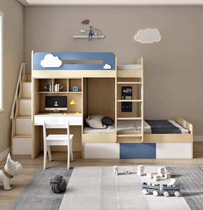 Хорошее качество, детская кровать для детской спальни, набор для экономии места, мебель для дома, спальни, детская деревянная двухъярусная кровать в стиле лофт - Product Image 1