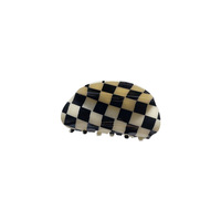 Nouveau Design De Mode Noir Et Crème Pinces À Cheveux Accessoires De Cheveux Acrylique Vérifier Motif Acide Acétique Griffe De Cheveux