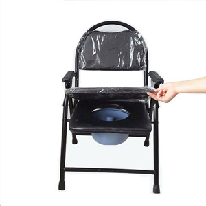 Chaise de toilette pliable Heng Longhao avec double coussin, siège épaissi, dossier et accoudoirs pour personnes âgées et handicapées - Product Image 3