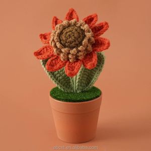 ดอกทานตะวันโครเชต์ขนาดเล็กในกระถาง ตกแต่งรถยนต์ สำหรับวันฮาโลวีน วันรับปริญญา วันพ่อ - Product Image 2