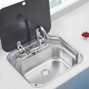 Factory Made Rvs Rv Aanrecht Caravan Sink Met Glas Cover