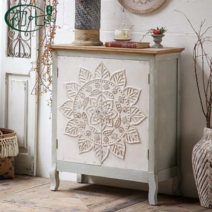 French Retro Embossed <b>Sideboard</b> Solid Wood Carved <b>Storage</b> Cabinet For Home Decor - Product Image 2