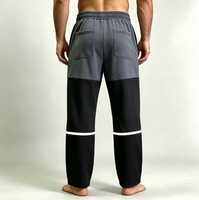 Pantalon de survêtement patchwork personnalisé pour homme, coupe oversize, jambe large, baggy, double taille, style sportif, anti-plis