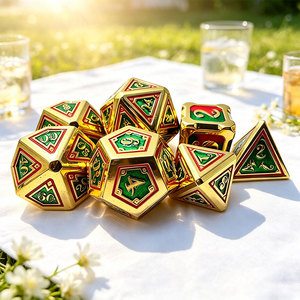 Juego de Dados Metálicos Geométricos en Relieve, Multicolor, Superficie Esmaltada, para Juegos de Rol de Mesa - Product Image 5