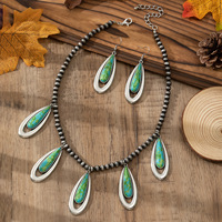 Ensemble collier et boucles d'oreilles en howlite naturelle et perles Navajo, style western chic cowgirl, avec rallonge 45+8cm, bijoux turquoise couleur bonbon de coton