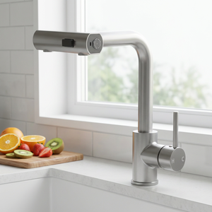 Grifos de cocina negros Gris Extraíble Rotación Cascada Rociador de corriente Cabezal Mezclador de fregadero Grifo de agua de níquel cepillado - Product Image 2