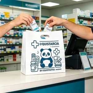 <span class=keywords><strong>Bolsa</strong></span> <span class=keywords><strong>de</strong></span> papel farmacéutica blanca autoportante para dispensarios y farmacias, personalizable bajo demanda, venta al por mayor - Product Image 1