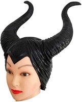 Kostum Cosplay Tanduk Panjang, Hiasan Kepala Halloween Wanita, Kostum Penyihir Hutan Warna Hitam, Kostum Cosplay Tanduk Panjang