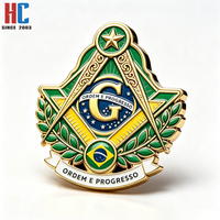 Pin de Solapa Masónico Personalizado con la Bandera Nacional de Brasil, 20 Años de Experiencia de Fábrica, Ordem y Progreso, Compás Cuadrado, Símbolo G, Broche de Metal