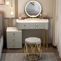 Coiffeuse en bois massif, multifonctionnelle, style nordique, pour chambre à coucher, maison intelligente, avec haut-parleur Bluetooth et éclairage, design simple et luxueux