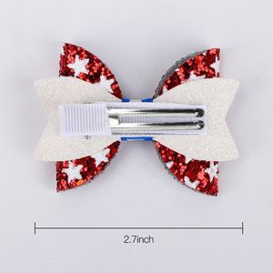 Barrettes à cheveux en tissu avec nœud, 4 pièces/ensemble, paillettes, dessins animés, pour filles, mignonnes, pour princesses, pour fêtes - Product Image 5