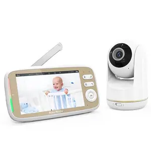 2023新款婴儿监视器5英寸数字视频1080P哭声检测夜视双向通话保姆宠物婴儿监视器VB803