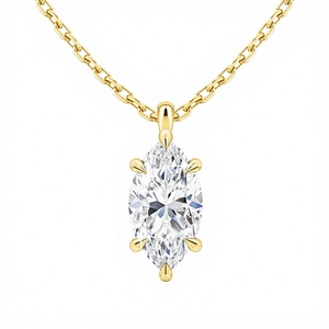 J&C Jewelry Supplier Custom Wholesale Women's 6 Claws 1ct Marquise Cut Moissanite Gold Plated Trendy Gift Pendant 925 <b>Silver</b> - Product Image 1
