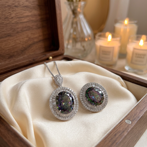 Conjuntos de Joyería de Moda para Bodas y Fiestas de Compromiso, Venta al por Mayor, Chapados en Oro y Cobre, Anillos de Circonita Arcoíris con Corte Ovalado de 15*18 mm - Product Image 5