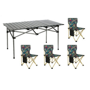 Cheap Outdoor Furniture Portable Roll up Metal Heavy Duty Folding <strong>Foldable</strong> <strong>Camping</strong> <strong>Table</strong> and Chairs Set - Product Image 3