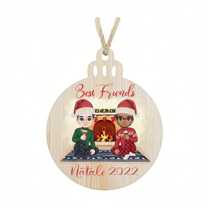 Boule de Noël en bois CMYK, décoration de Noël personnalisée pour les meilleurs amis, Natale 2022 - Product Image 3
