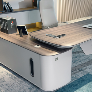 שולחן משרדי מודרני מעץ אליבאבא, שולחן מנהלים בצורת ר' - Product Image 3