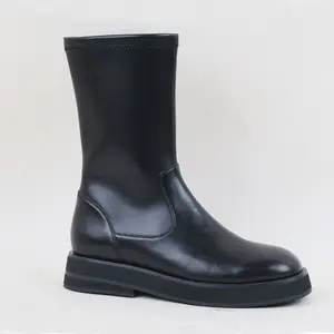 Luxo Inverno Quente Botas Pretas Sapatos Personalizados Plataforma Mulheres Inverno Tornozelo Camurça Couro Plana Largura Larga Botas para As Mulheres