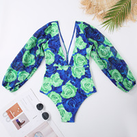 Maillot de bain manches longues à col plongeant Maillot de bain de créateur Bikini Maillot de bain femme