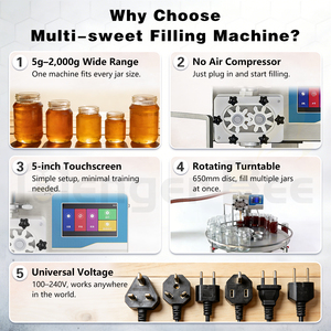 Máquina Llenadora Automática de Botellas para Líquidos Viscosos como Miel, Crema, Mermelada, Pasta y Ketchup, con Disco Rotatorio y Motor de Alta Precisión - Product Image 2