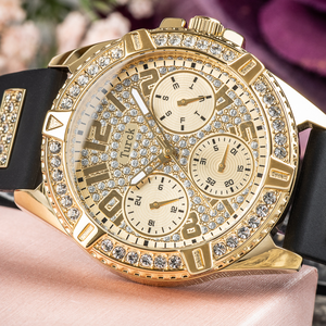 <span class=keywords><strong>Montre</strong></span> à quartz de luxe GUESS W1160L1 sertie de diamants pour femmes, boîtier en acier inoxydable antique, cadran de 40 mm, étanche 50 m, style professionnel - Product Image 3