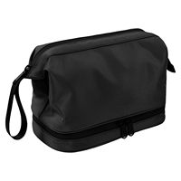 Trousse de Toilette de Voyage Portable Étanche Double Couche avec Double Fermeture Éclair et Sangle de Transport pour Hommes – Pochette de Rangement pour Articles de Rasage, Cosmétiques et Accessoires