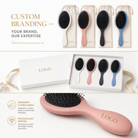 Ensemble de 2 brosses démêlantes personnalisées avec logo, brosse ergonomique en forme de S avec pochette personnalisée grande et petite pour les voyages et la maison