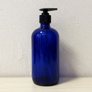 4 oz 8 oz Refillable Cobalt Blue Boston Round Glass <strong>Window</strong> Homemade Cleaner Bottle with White Trigger <strong>Spray</strong> - Product Image 4