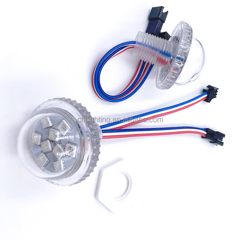 Programmable Playground Lighting White Decorative 35mm RGB LED Pixel Modules Carnival Amusement Lights with PVC Lamp Body