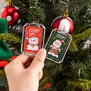 Christmas Themed Acrylic Keychain <b>Cartoon</b> Santa Snowman Portable Key Ring Decoration Gift For Students <b>Backpack</b> DIY Pendant - Product Image 1