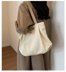 新しい流行のキャンバスハンドバッグ韓国大容量シンプルなショルダートートクロスボディバッグ多用途カジュアル外出可能な女性 - Product Image 2