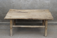 Table basse en bois d'orme ancien, mobilier traditionnel recourbé, rustique et naturel, table basse