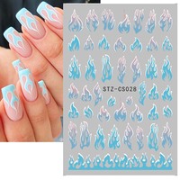 Klein Blue Flaming Fruit 3D Nail Art Tattoo Sticker Nouveau Design Facebook Autocollant Adhésif pour la Beauté des Ongles en Plastique