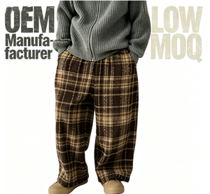 Pantalon de survêtement ample et large pour homme, style vintage Y2K, en flanelle à carreaux, personnalisé par le fabricant - Product Image 1