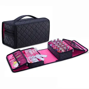 Factory Custom Black Quilted Foldable Nail Polish Travel Bag for Manicurist