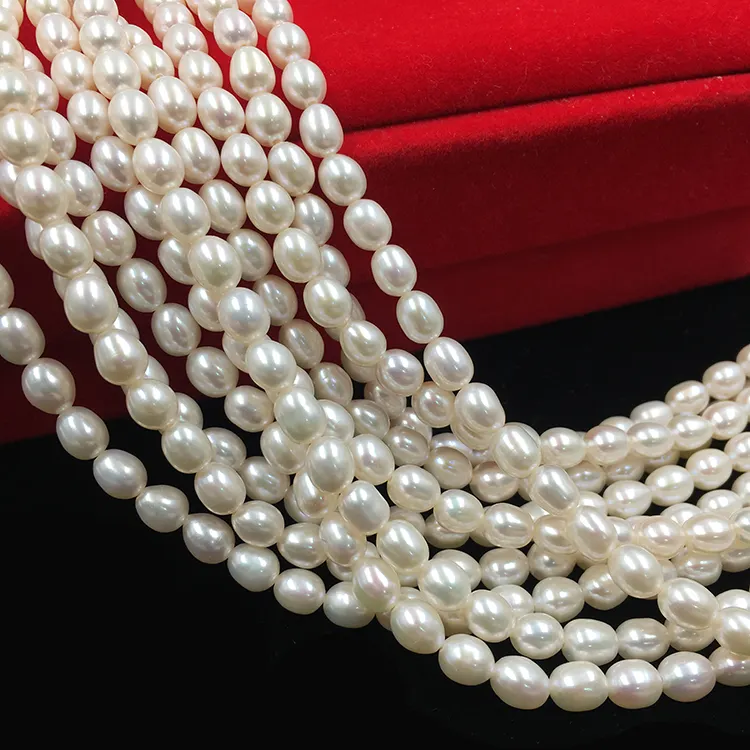 5-6mm natural loose freshwater pearl beads with white pearl rice