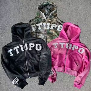 เสื้อฮู้ดซิปครอปผ้าเฟรนช์เทอร์รี่สไตล์วินเทจสำหรับผู้ชาย แบบย้อมสีเอซิด ปักลาย ทำสีซีดแบบดิสเทรส รับผลิตตามสั่งขายส่ง - Product Image 1