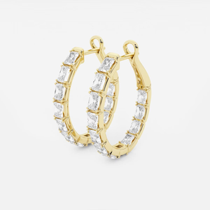 Boucles d'oreilles créoles 4 carats en émeraudes et diamants de laboratoire pour femme, taille brillant, bijoux de luxe, pierres vertes étincelantes - Product Image 6