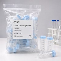 Tube de centrifugation en plastique de 25 ml, stérile, emballé dans un sac bleu, consommables de laboratoire jetables, largement utilisés dans la recherche médicale