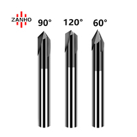 ZANHO Fraise à chanfreiner en carbure haute précision à 3 cannelures 60 90 120 pour gravure CNC et ébavurage, carbure super dur OEM