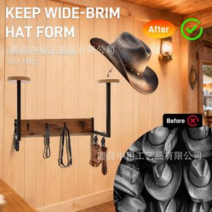 Soporte de pared para cascos, perchero combinado de hierro y madera, organizador multifuncional para equipo de motocicleta y sombreros - Product Image 4