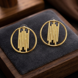 Pendientes de Aro de Latón Hechos a Mano de Soumya Creations, Diseño Geométrico Étnico Vintage, Chapados en Oro, Modernos, Unisex, para Fiestas - Product Image 1
