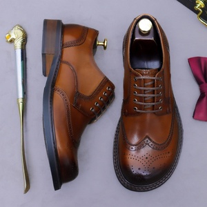 Zapatos de Vestir Formales Retro para Hombre, de Piel Auténtica, con Cordones, Estilo Brogue Derby, Casuales de Negocios, para Boda, de Alta Gama, Resistentes - Product Image 6