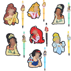 Perline di Lusso in <span class=keywords><strong>Silicone</strong></span> 3D a Forma di Principessa, Perline Focali in <span class=keywords><strong>PVC</strong></span> di Design, Ciondoli a Forma di Personaggio per Penne e Portachiavi, Vendita all'Ingrosso - Product Image 1